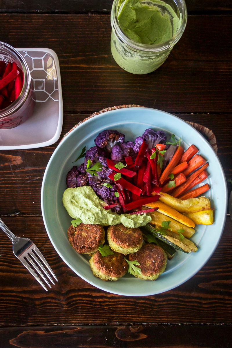 Easy Rainbow Falafel Bowls With Quick Pickled Beets And Cashew Green ...